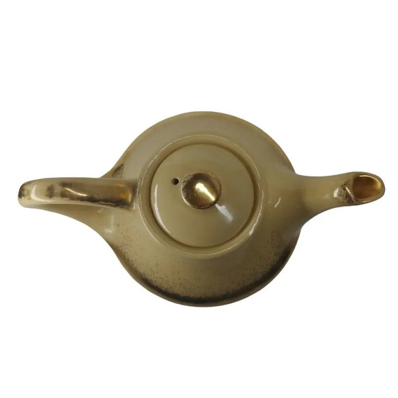 Vintage Pearl Ceramic Tea  Set, Yellow, Gilded 22k Carat Accents, 3 Piece Set - Picture 3 of 16